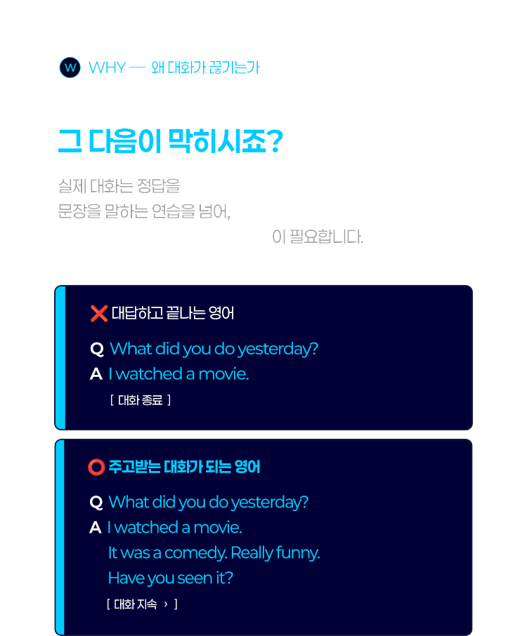 단어도 알고 짧게 대답도 했는데 그다음이 막히시죠?