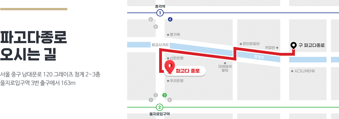 파고다종로 오시는 길