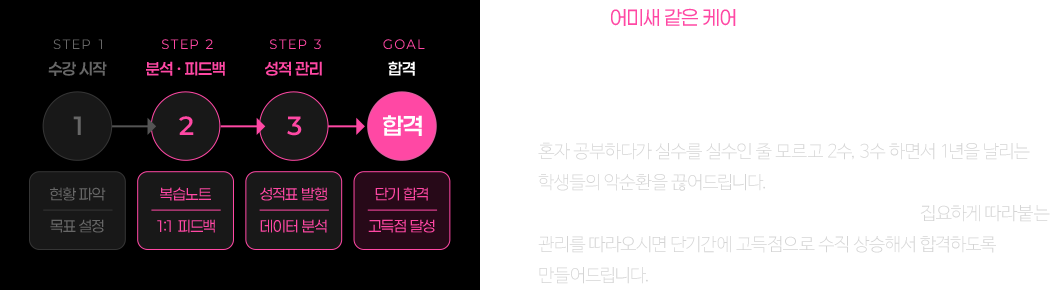 시험 날까지 단 하루도 혼자 두지 않습니다 포기를 모르는 밀착 관리 시스템