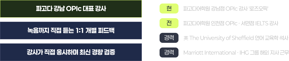 파고다강남 OPIc 대표 강사 약력