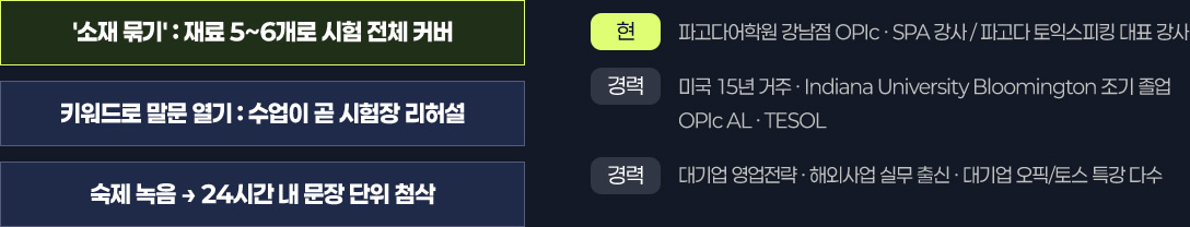 파고다강남 OPIc 대표 강사 약력