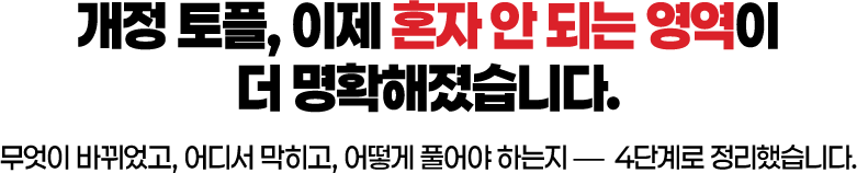 개정 토플, 이제 혼자 안 되는 영역이 더 명확해졌습니다. 무엇이 바뀌었고, 어디서 막히고, 어떻게 풀어야 하는지, 4단계로 정리했습니다.
