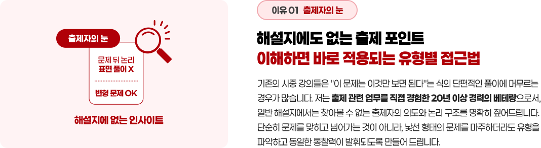 해설지에도 없는 출제 포인트 이해하면 바로 적용되는 유형별 접근법